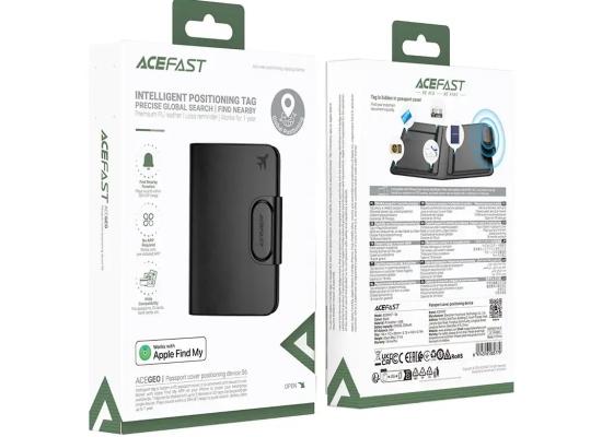 ACEFAST S6 Passport Cover Positioning Device Works with Apple Find My - Black
